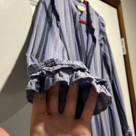 Universal Thread XS S M Blue Lavender Striped button up long sleeve Midi dress - Picture 6 of 16